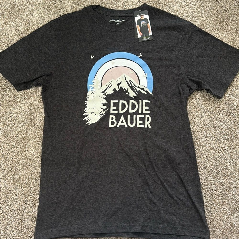 NWT EDDIE BAUER GRAPHIC TEE CAVIAR OMBRÉ SKYLINE ALL SIZES